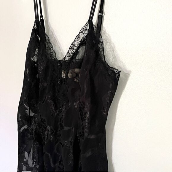 Vintage Victoria’s Secret Black Jacquard One Piece Bodysuit Negligee Great L - Picture 11 of 15